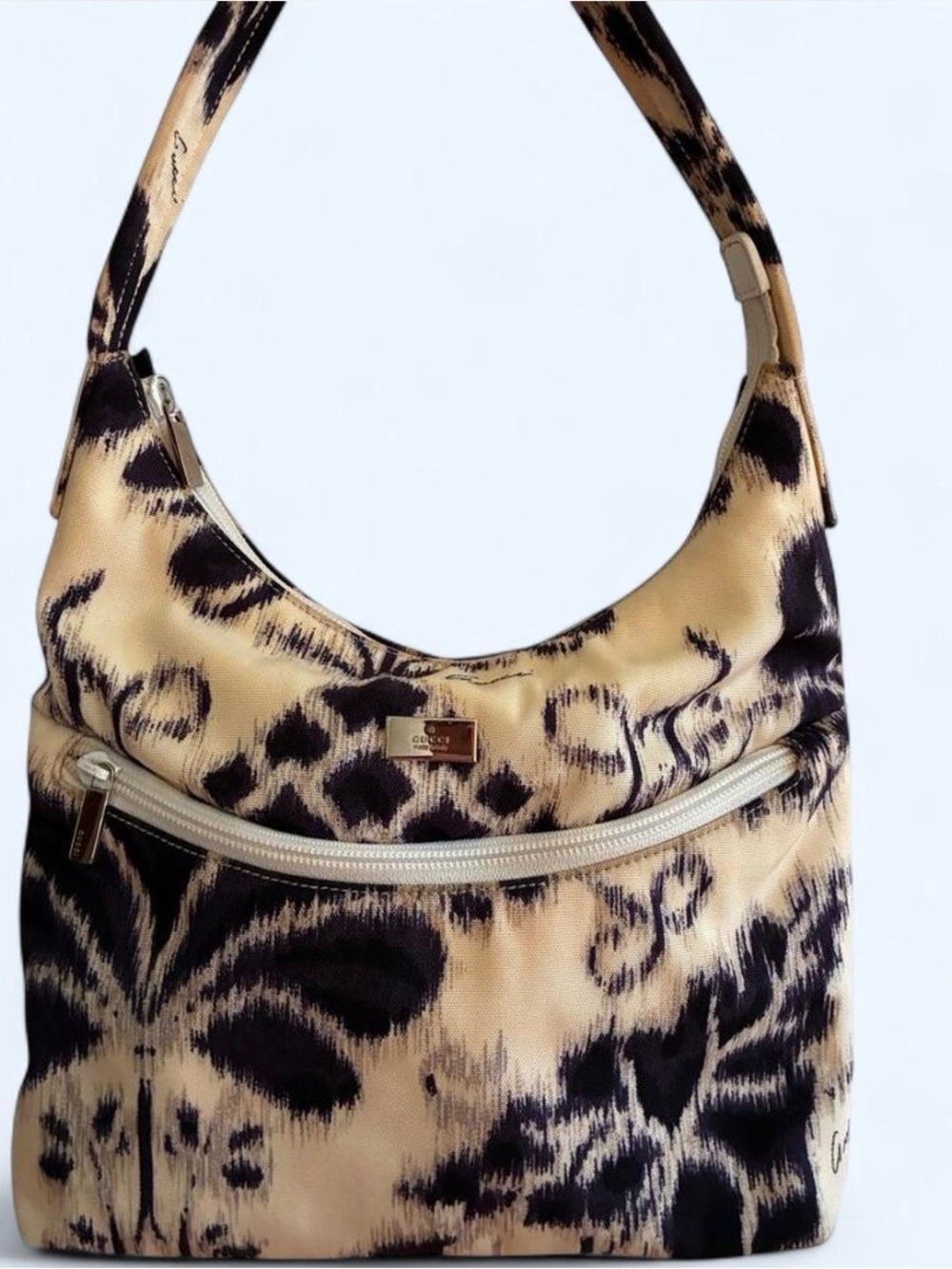 SALE!! GUCCI Rare Vintage Hobo Style Shoulder Bag Navy Floral print - With COA